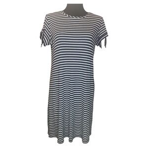 LC Lauren Conrad Navy and White Striped Tie Sleeves T-Shirt Dress Size S